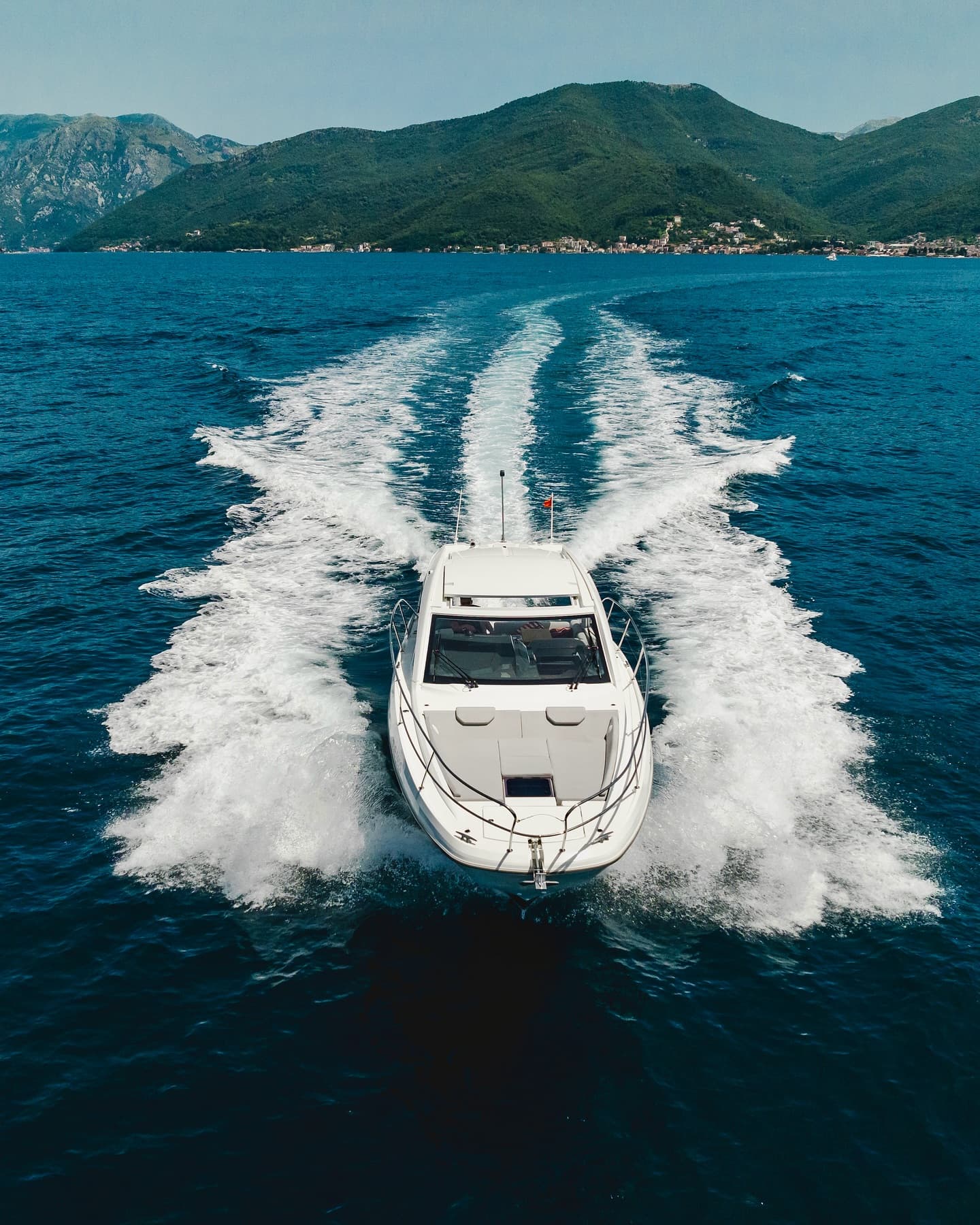 A motor yacht in the Bay of Kotor