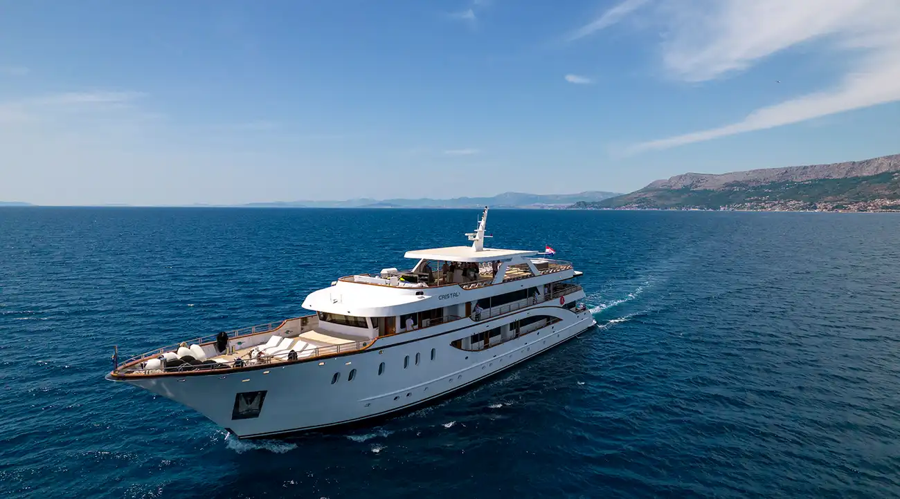 Luxury motor yacht cruising on the Adriatic Sea